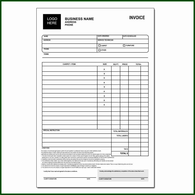Carpet Cleaning Invoice Template Downloads