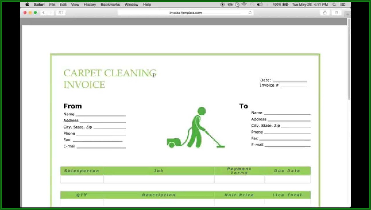 Carpet Cleaning Invoice Template Word