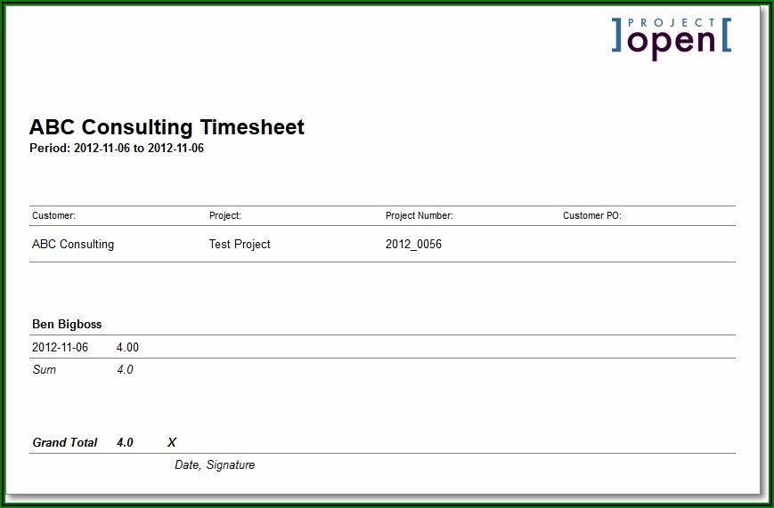 Consulting Timesheet Invoice Template