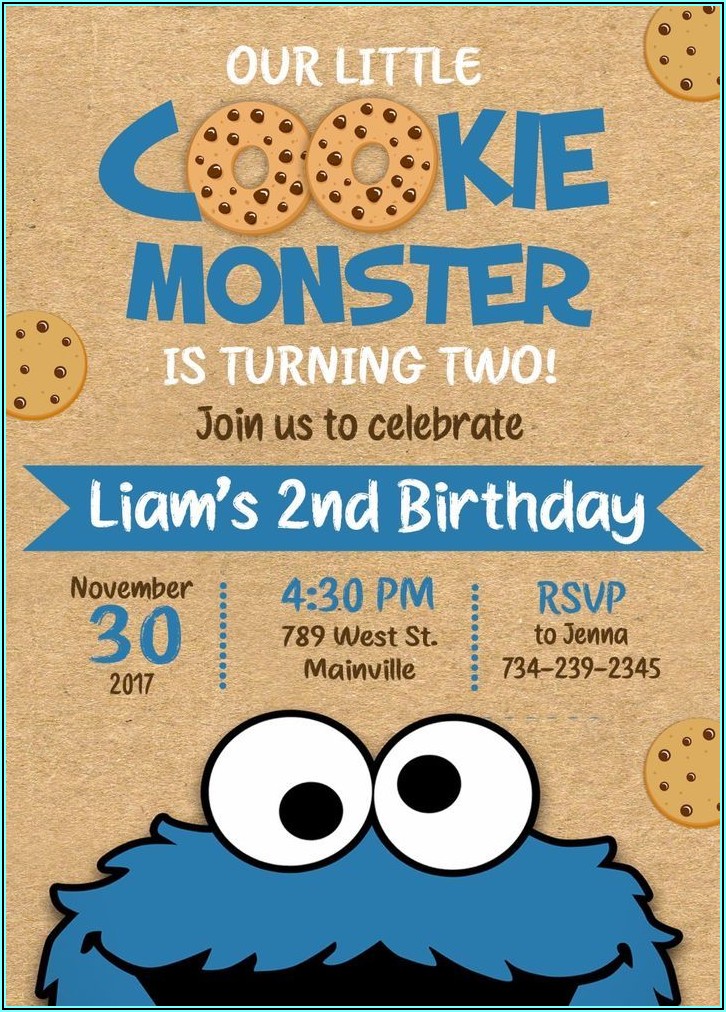 Cookie Monster Blank Invitations Template
