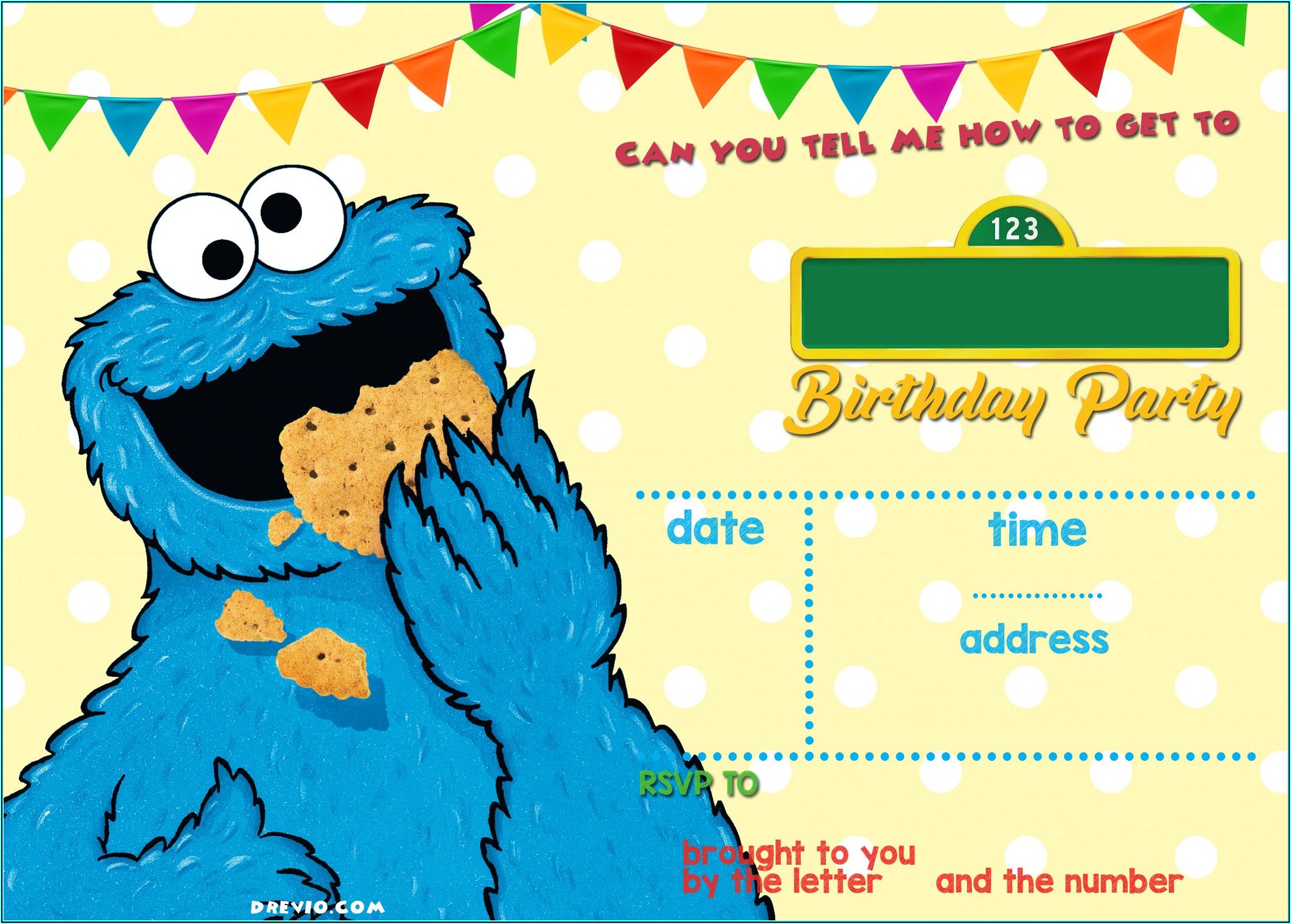 Cookie Monster Party Invitation Template