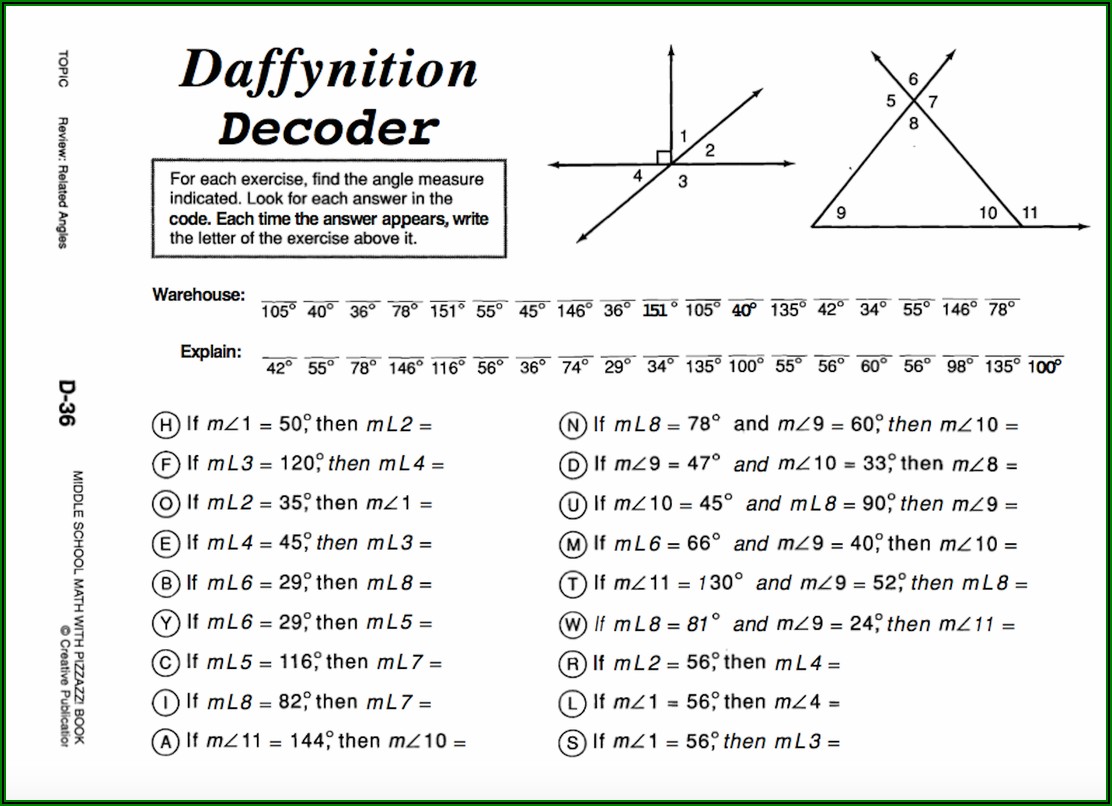 Daffynition Decoder Math Worksheet Answer Key Page 121