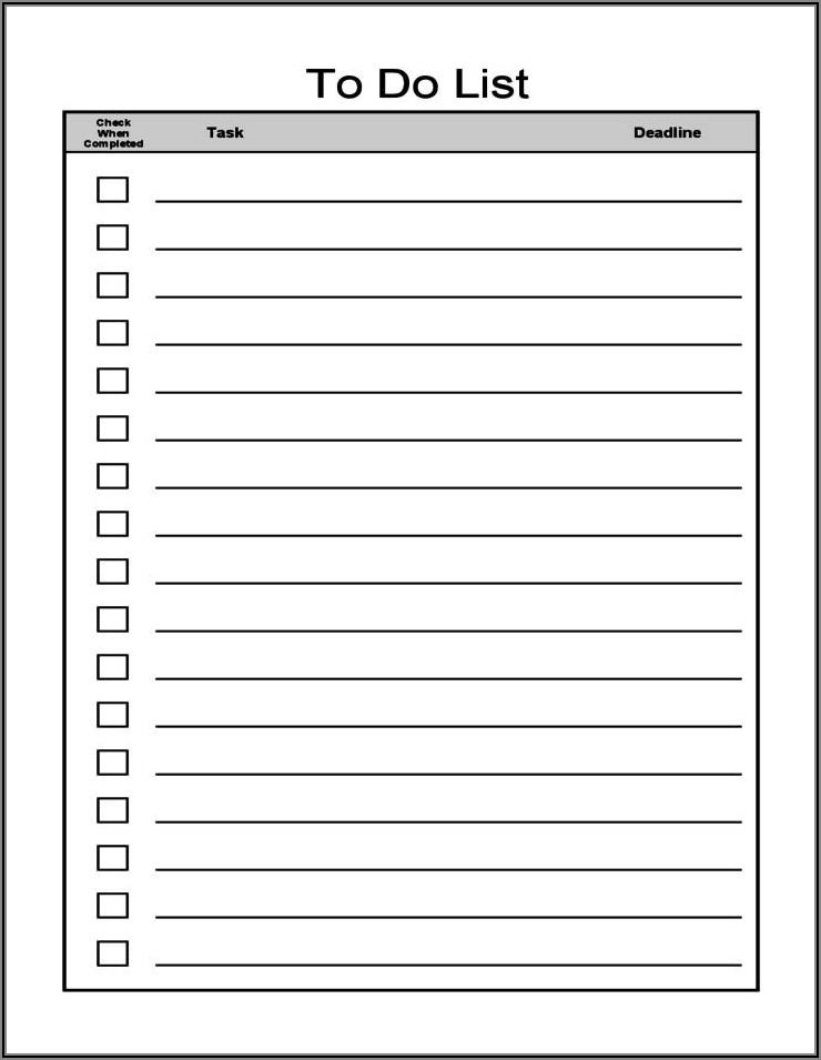 Daily Task List Template For Word Free Download