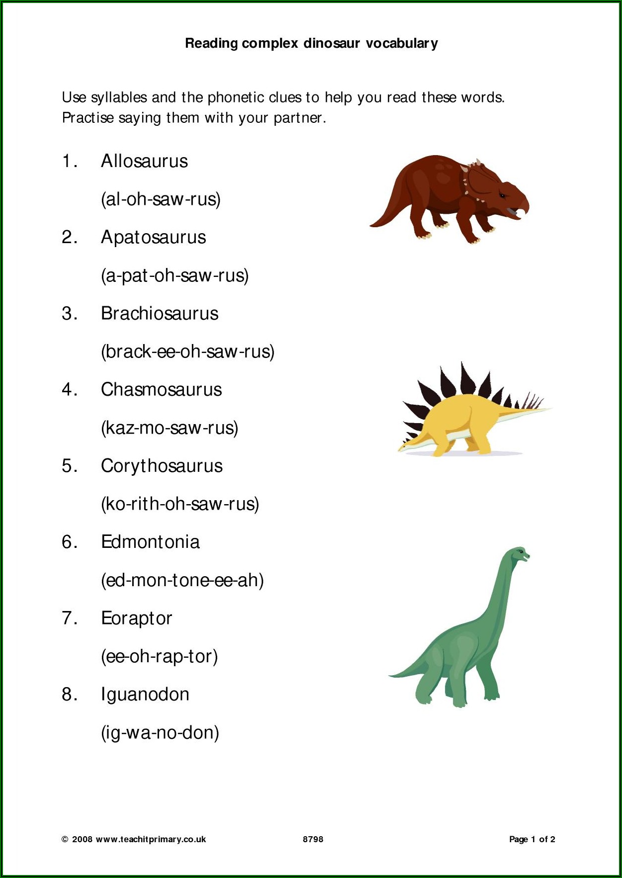 Dinosaur History Lesson Ks1