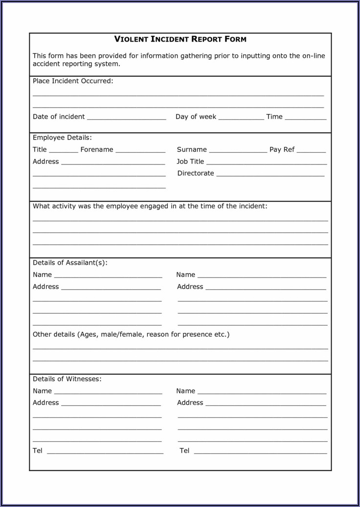Employee Incident Report Form Pdf
