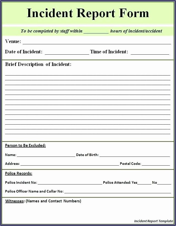 Employee Injury Report Form Template