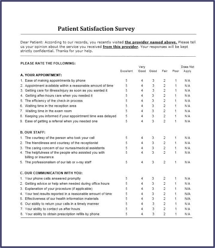 Employee Satisfaction Survey Questionnaire In Hospitals