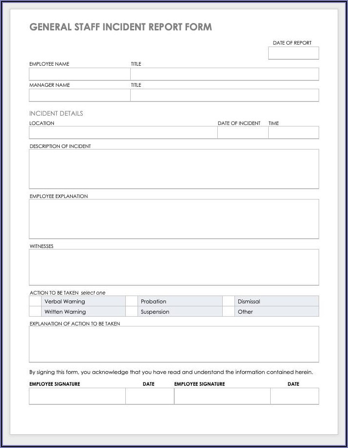 Employee Vehicle Accident Report Form Template