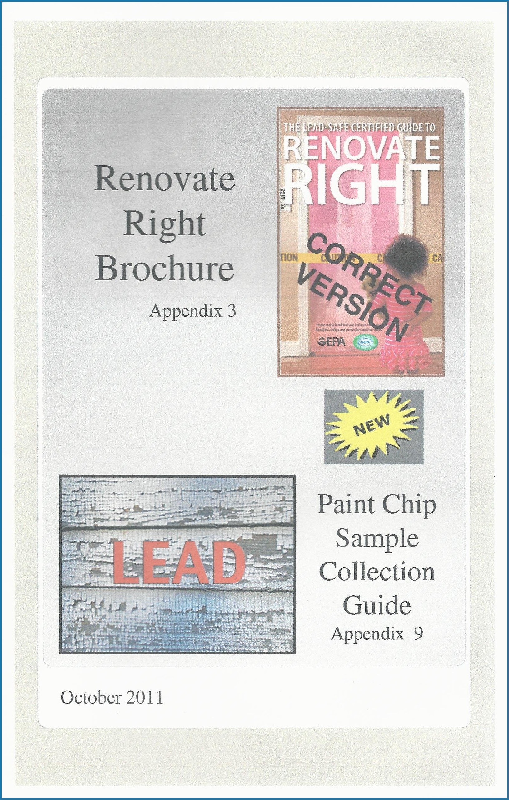 Epa Renovate Right Brochure Order