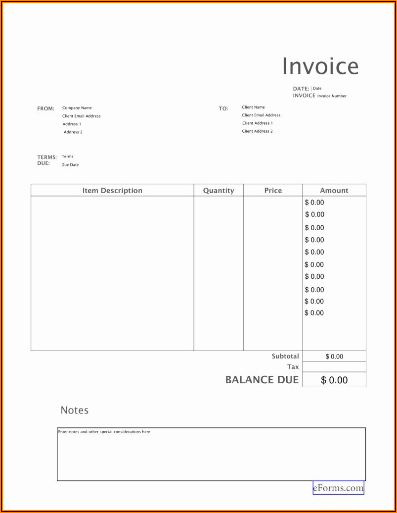 Free Blank Invoice Template Pdf
