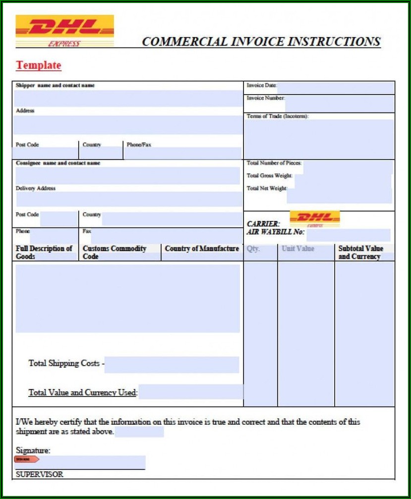 Free Commercial Invoice Template Word