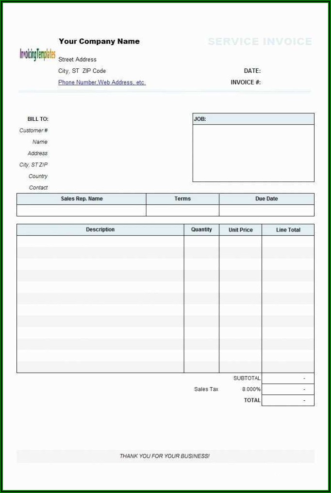 Free Contractor Invoice Template Excel