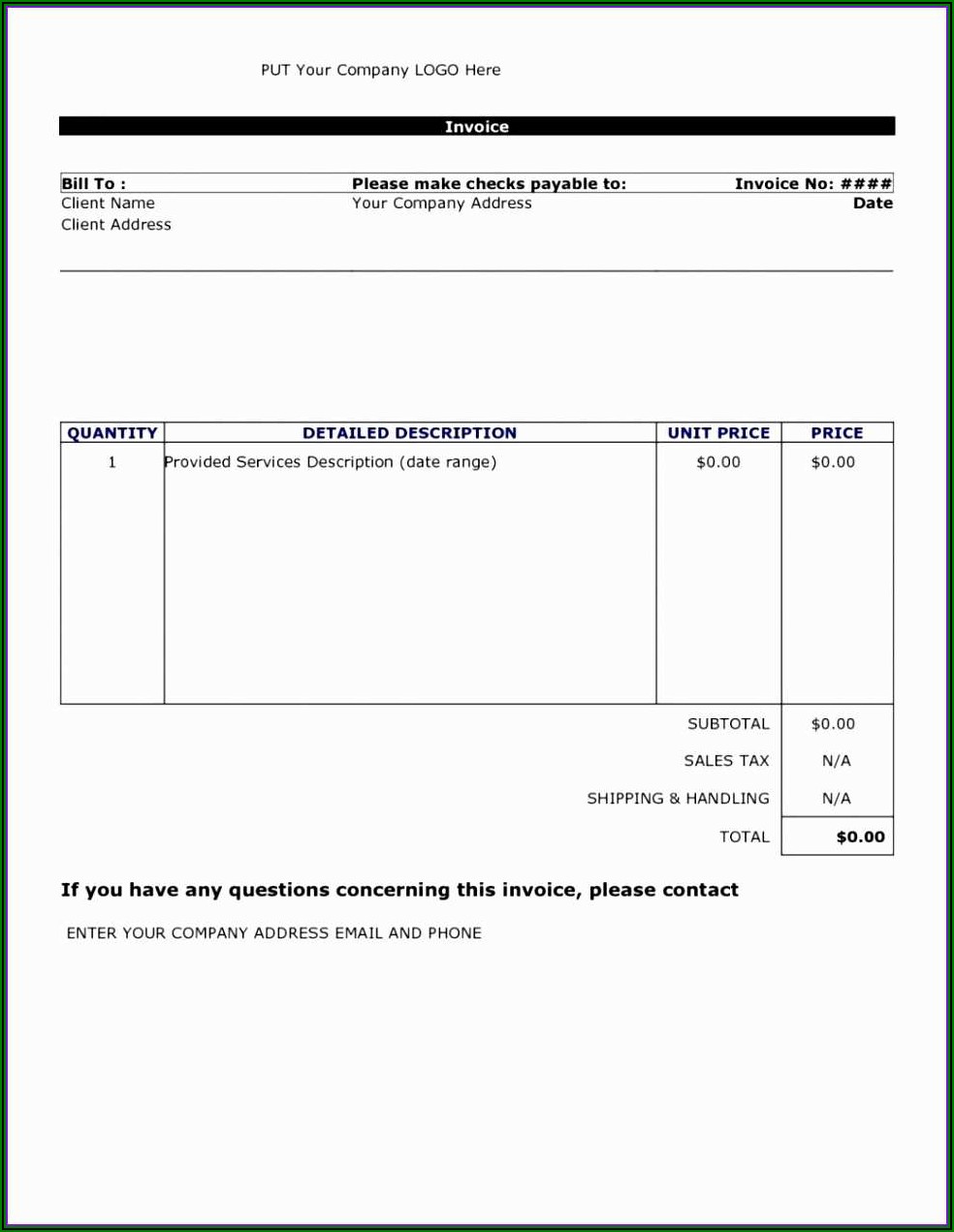 Free Contractor Invoice Template Uk