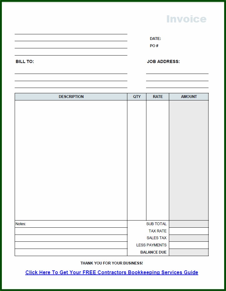 Free Contractor Invoice Template Word