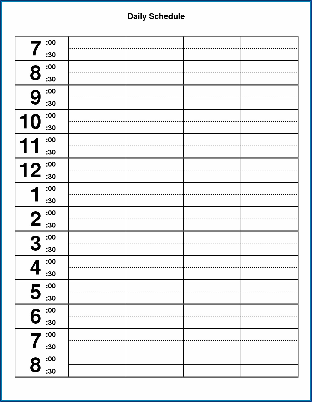 Free Daily Schedule Template Word