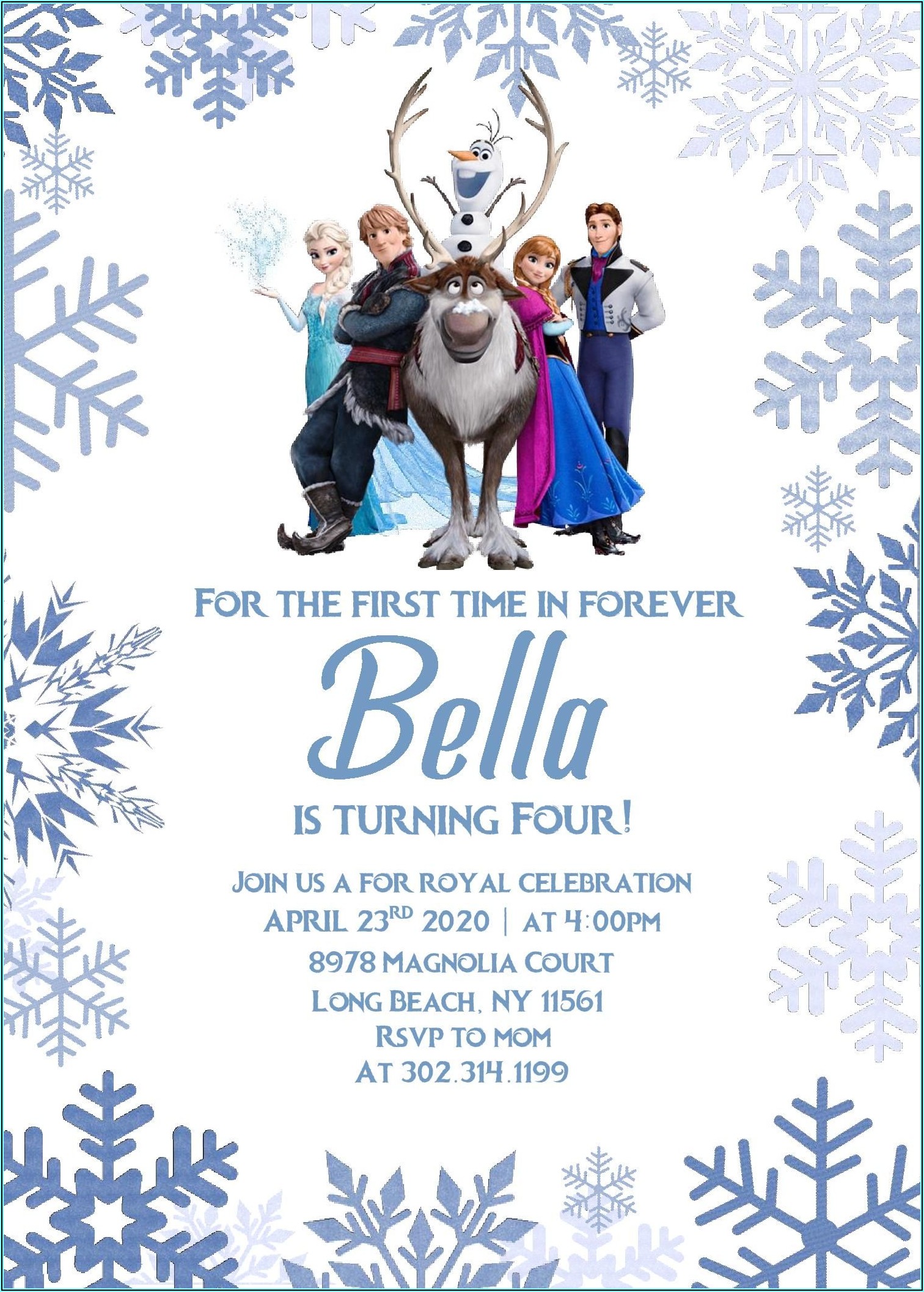 Free Editable Printable Frozen Birthday Invitations