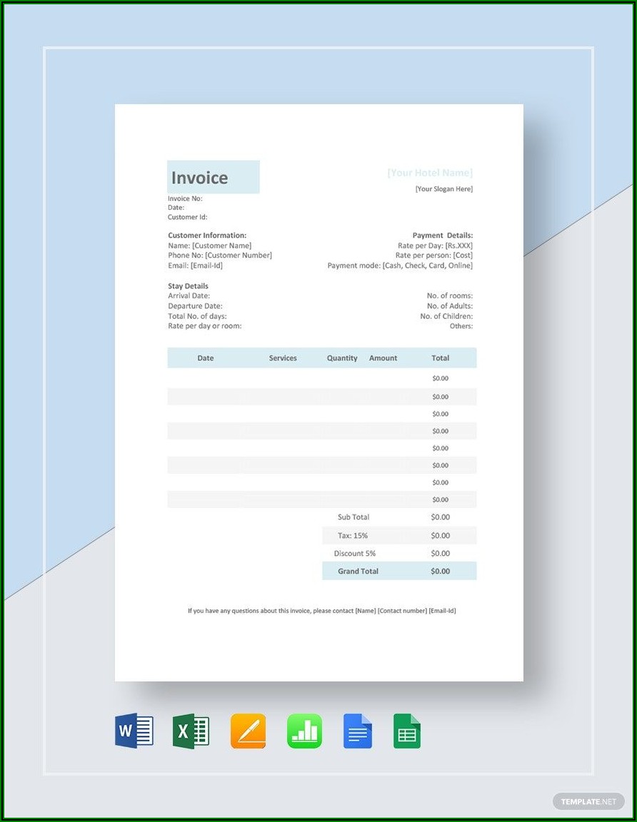Free Hotel Invoice Template Word