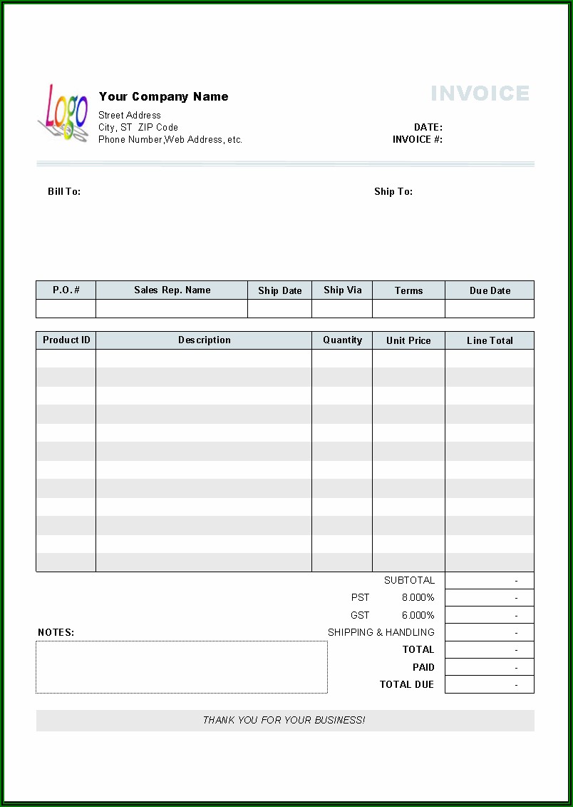 Free Invoice Template Word Doc