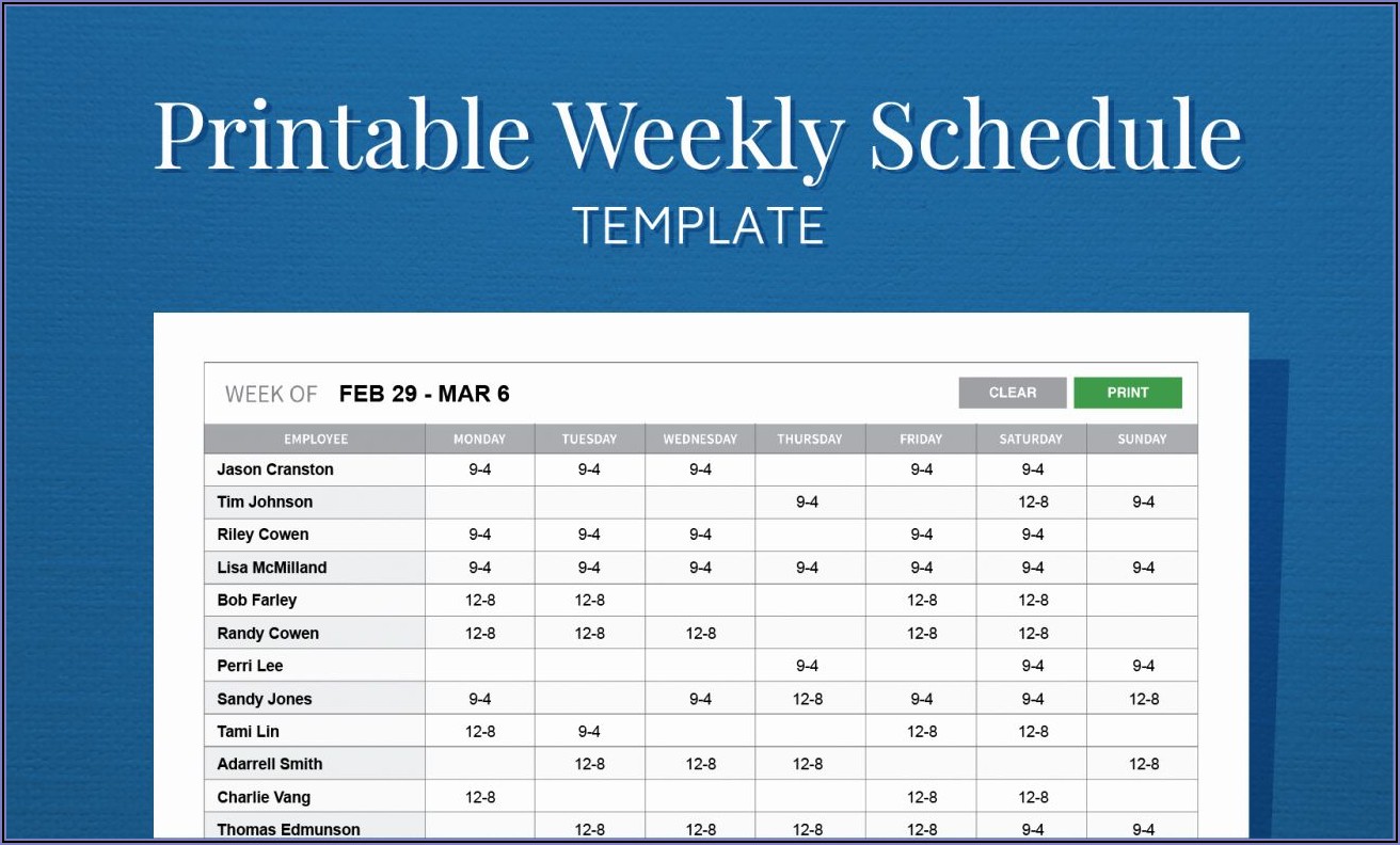 Free Printable Monthly Employee Schedule Template