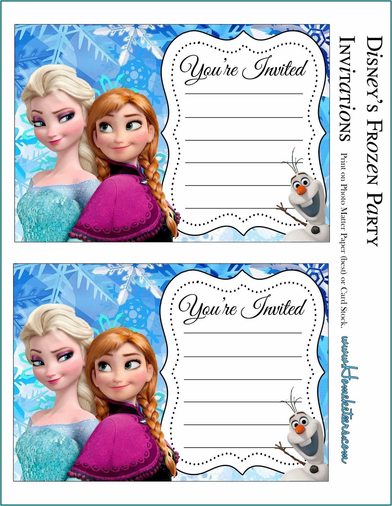 Frozen Birthday Party Invitations Free Printable