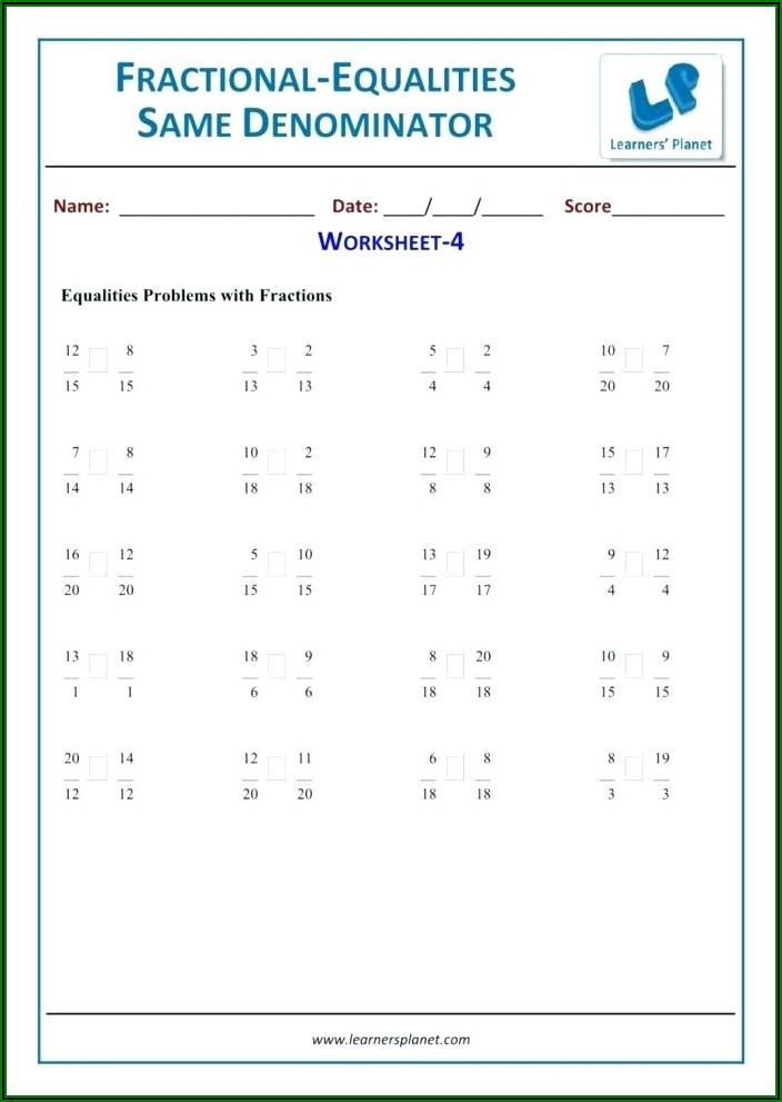 Grade 4 Fractions Worksheets Printable