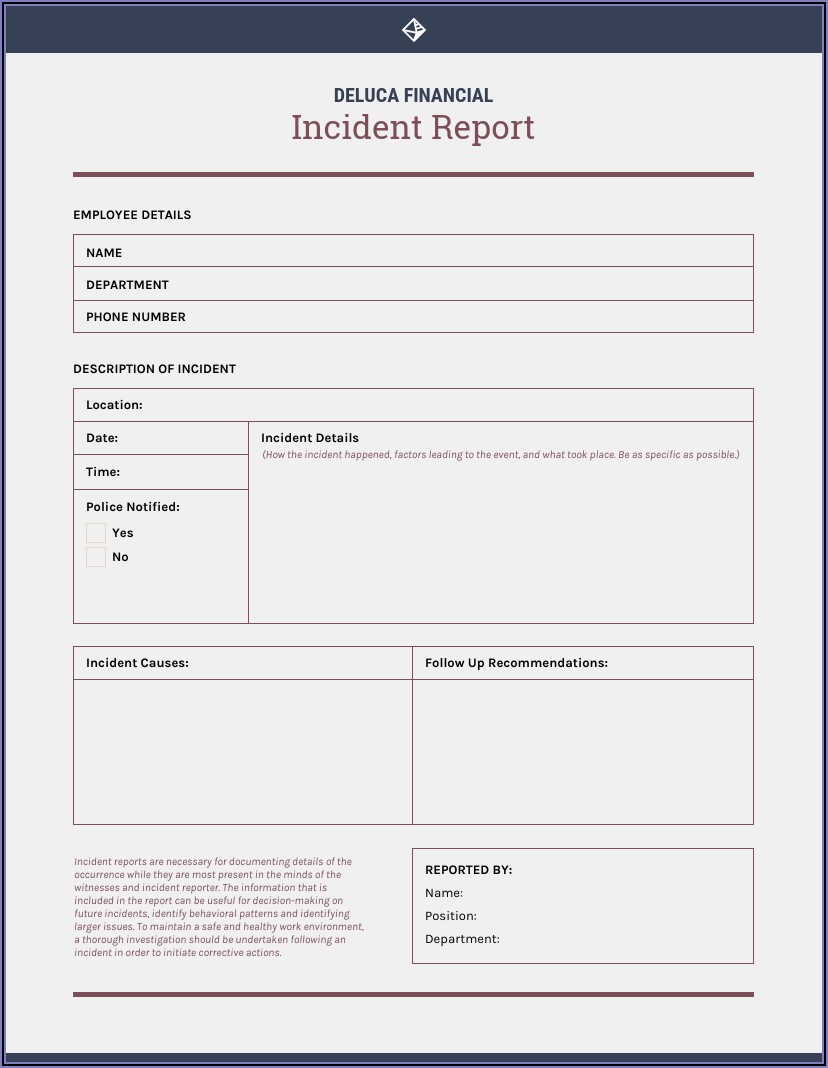 Health And Safety Accident Investigation Report Template