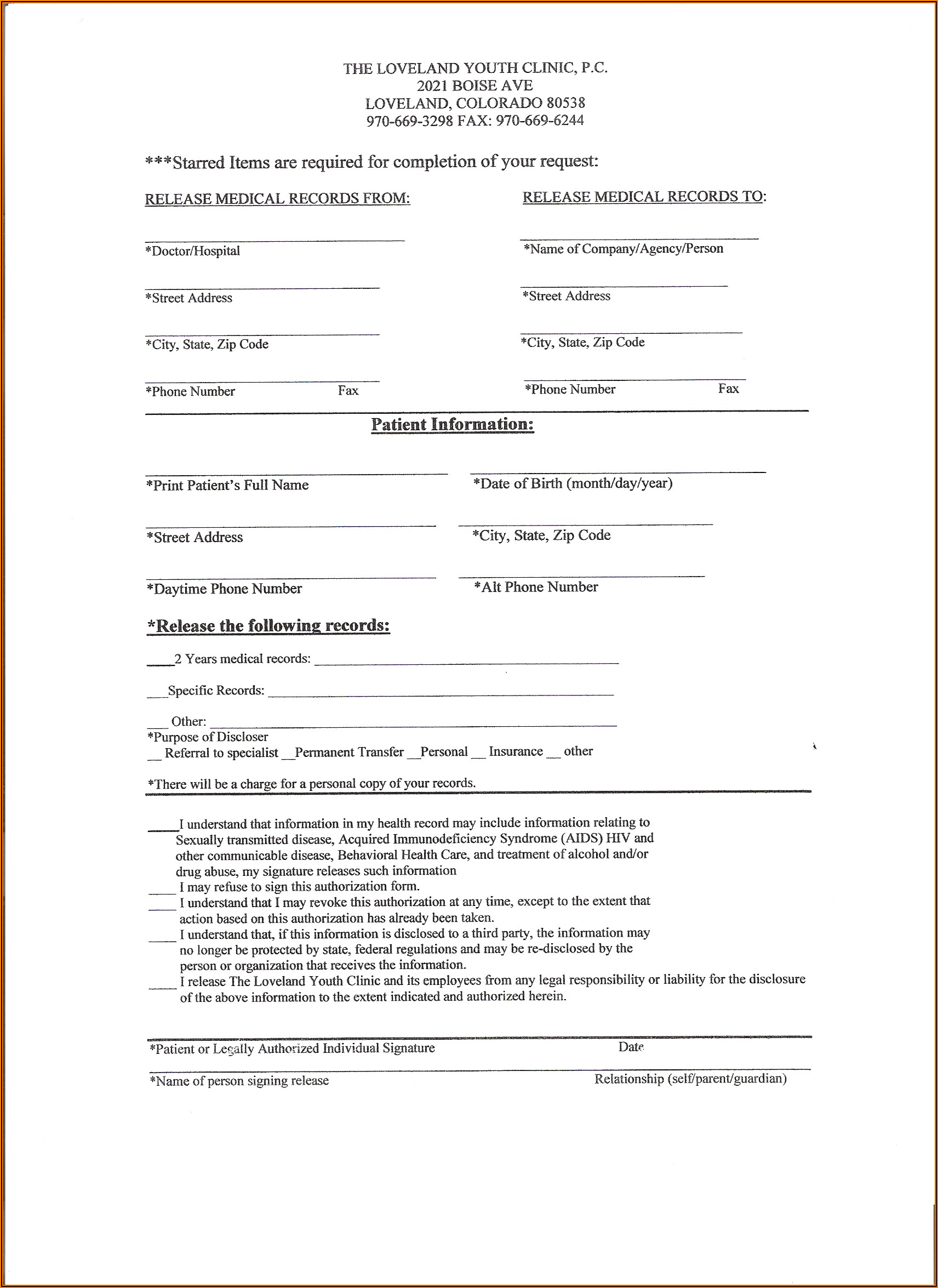 Hipaa Dental Records Release Form