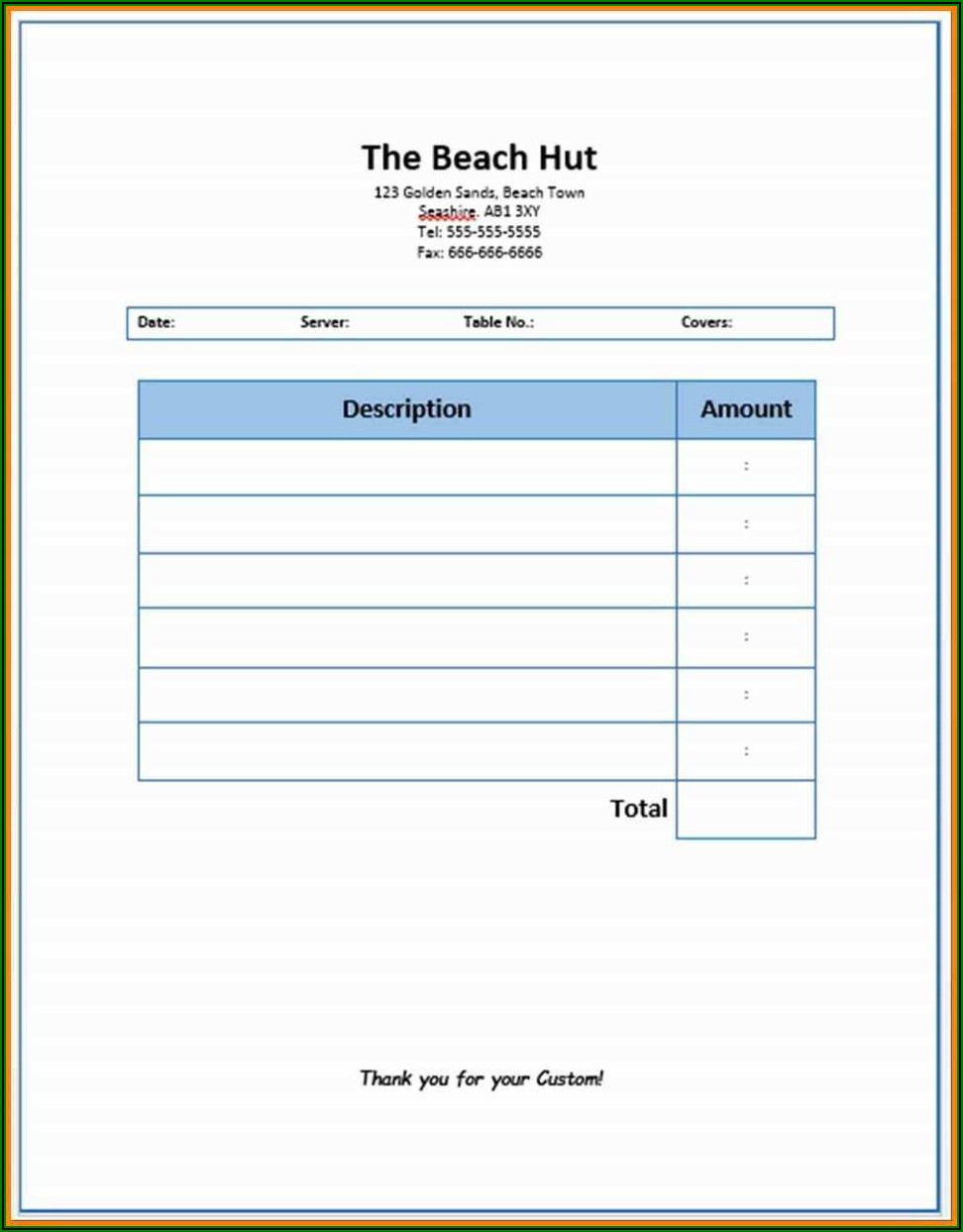 Hotel Invoice Template Word Doc