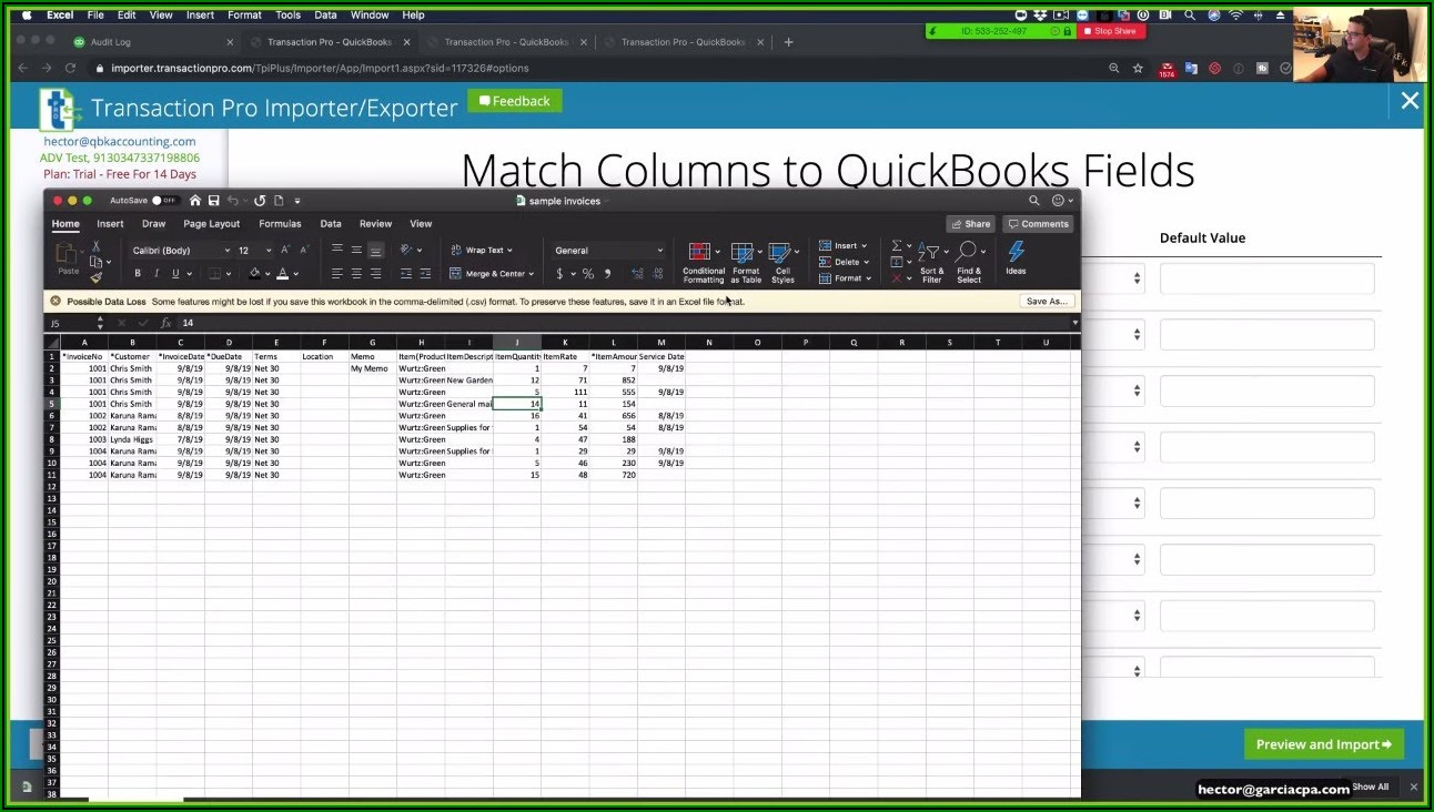Import Invoice Data Into Quickbooks Online