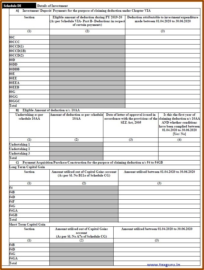 Income Tax Return Filing Form For Individual