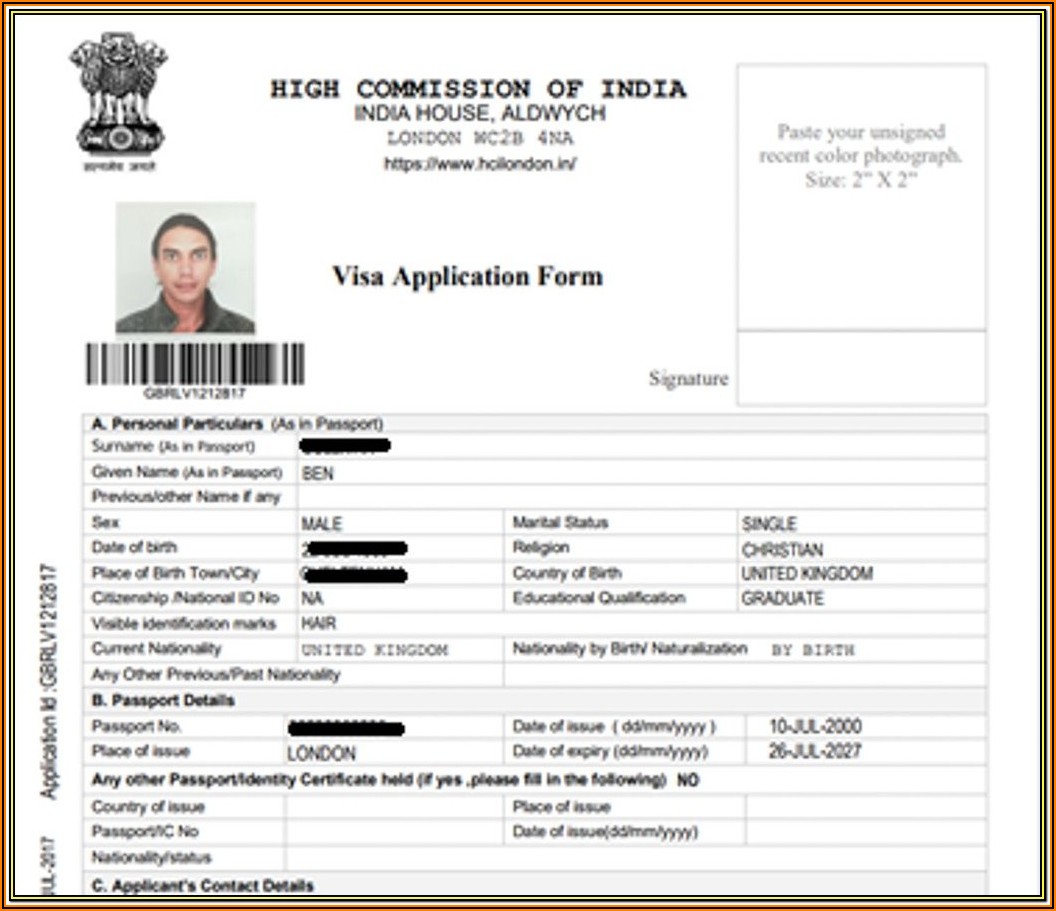 Indian Visa Application Forms Download