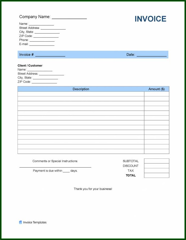 Invoice Format Word Document