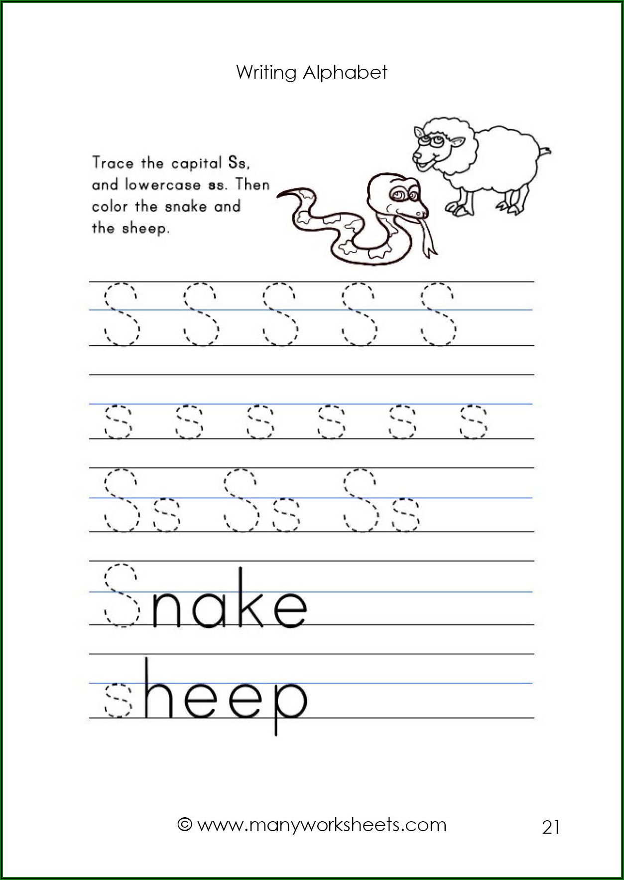 Kindergarten Tracing Worksheets Letter S