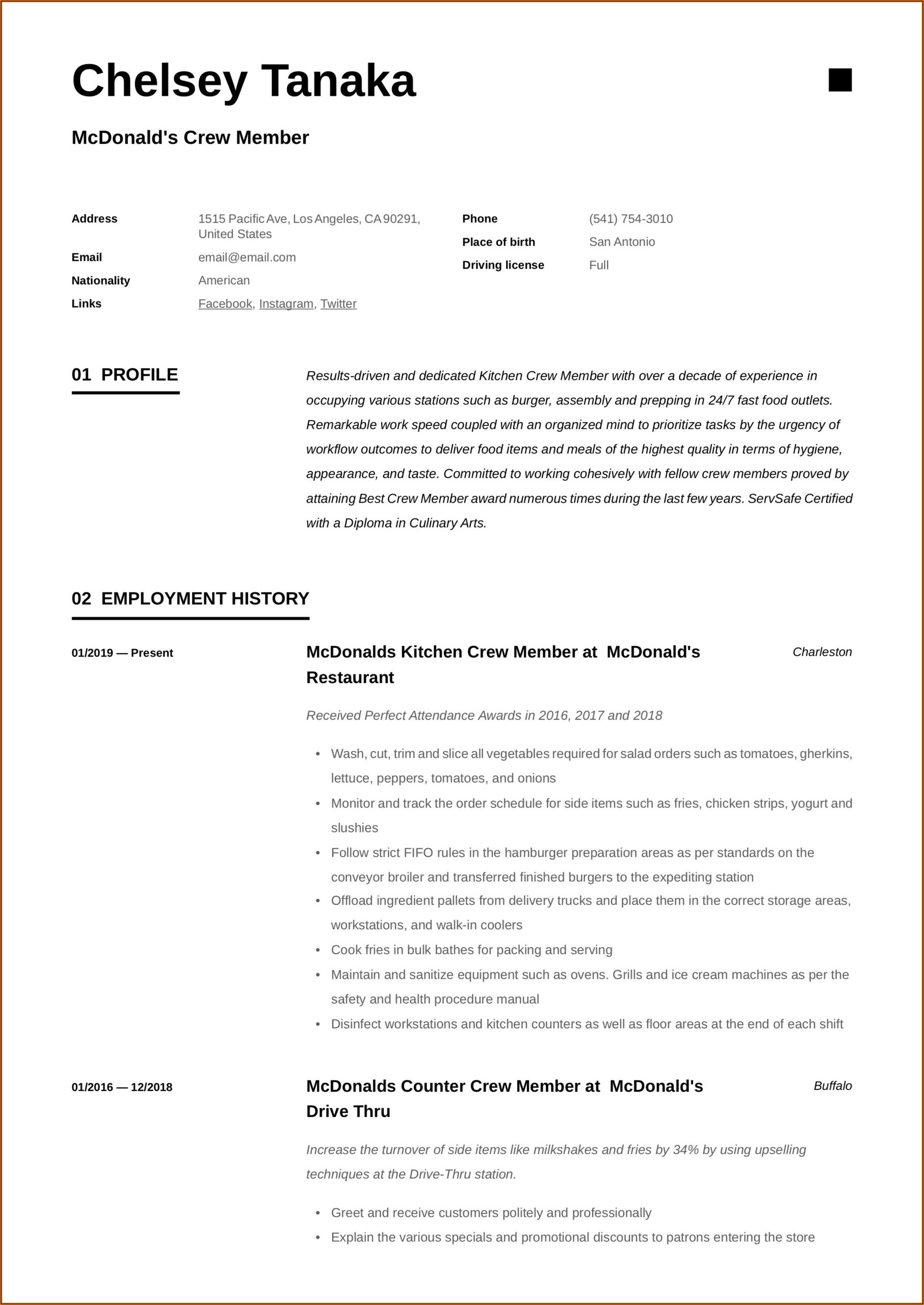 Mcdonalds Australia Application Form Pdf