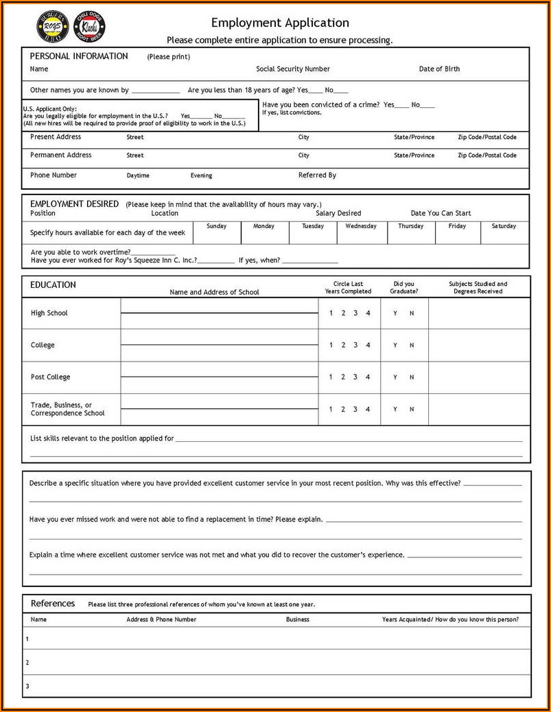 Mcdonalds Job Application Form Uk Pdf