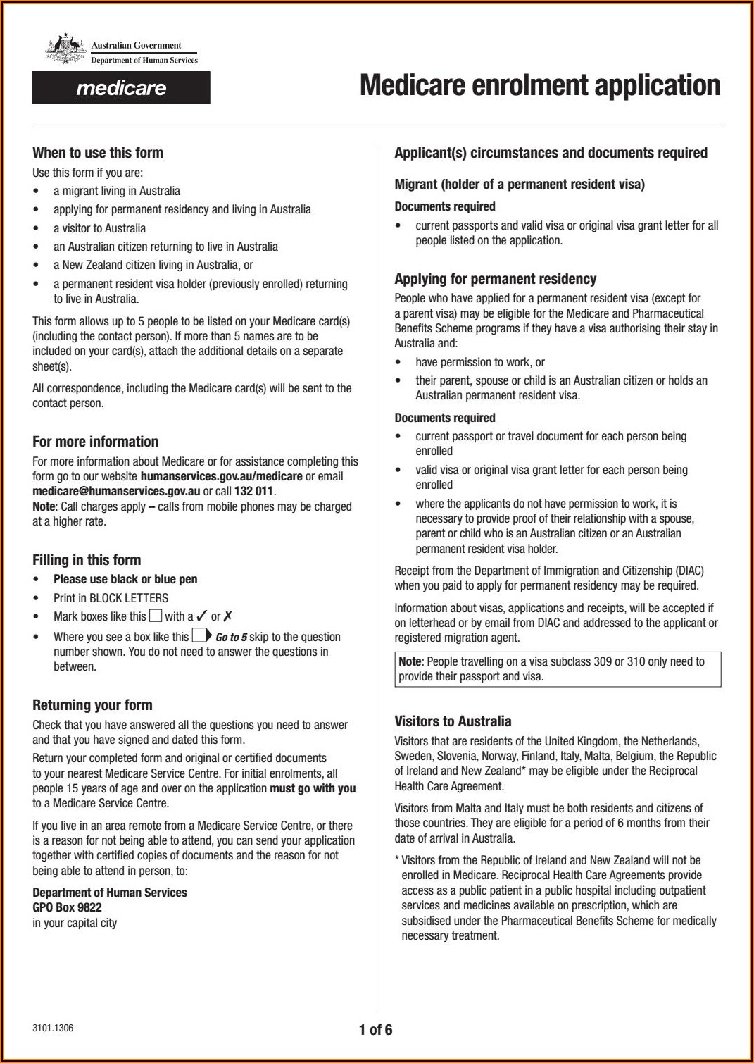 Medicare Application Form Australia