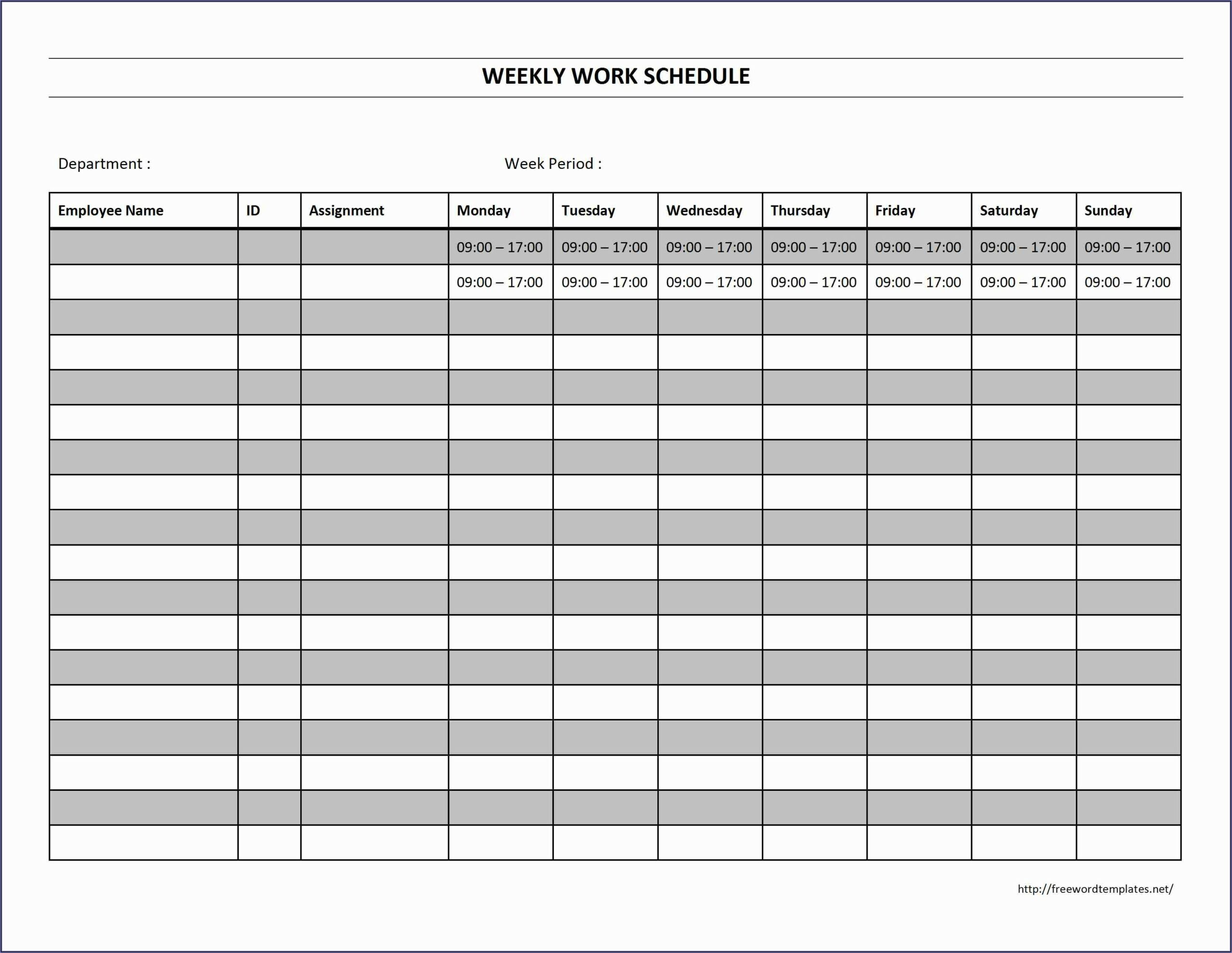 Monthly Work Plan Template Word