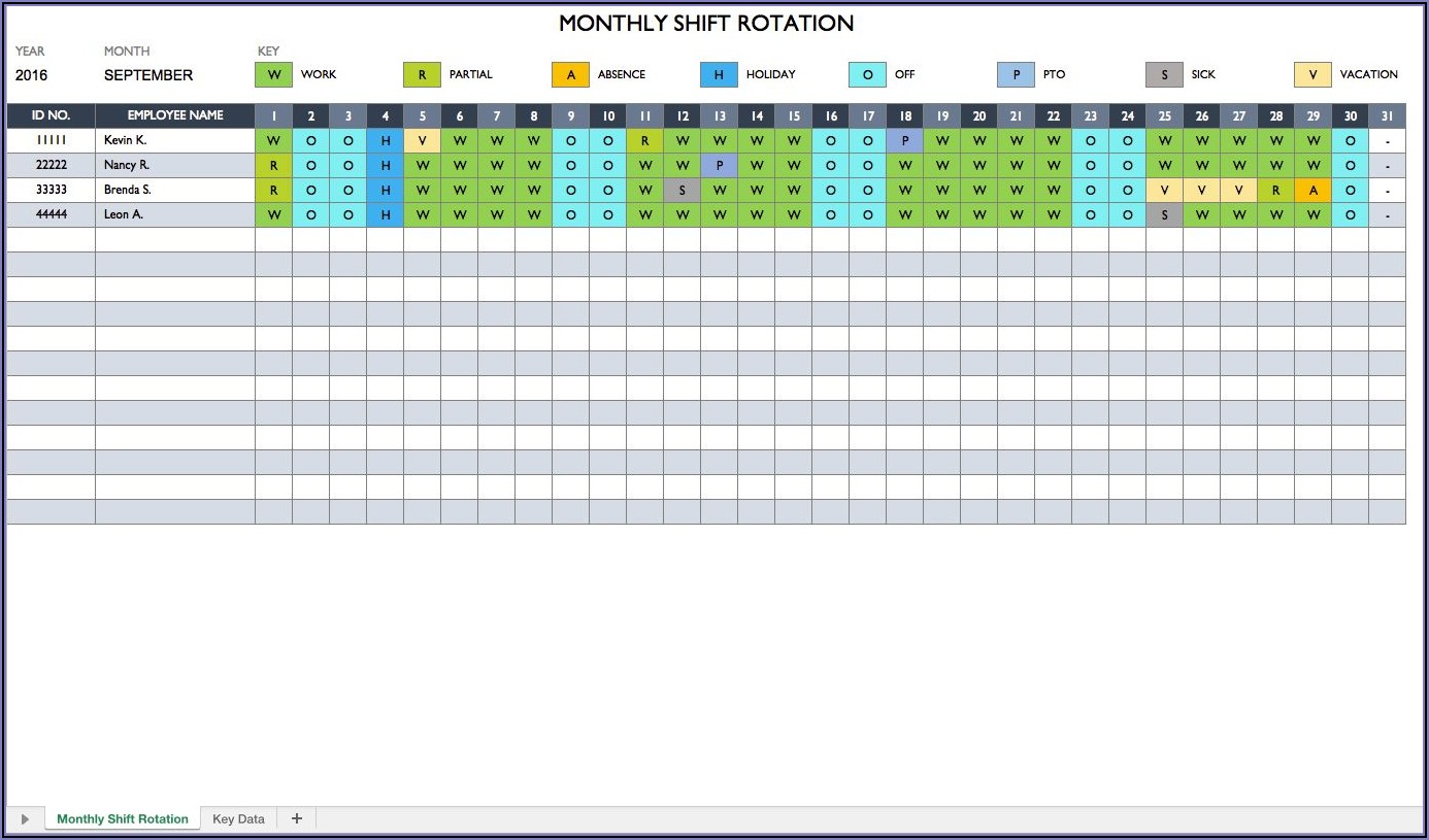 Monthly Work Schedule Calendar Template