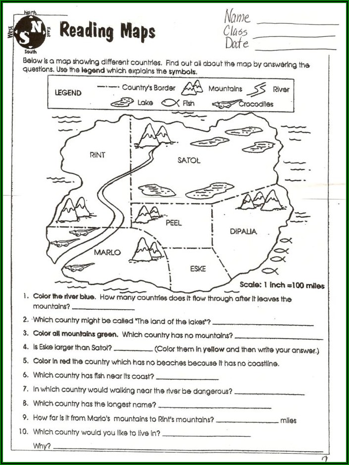 Reading Maps Worksheets High School