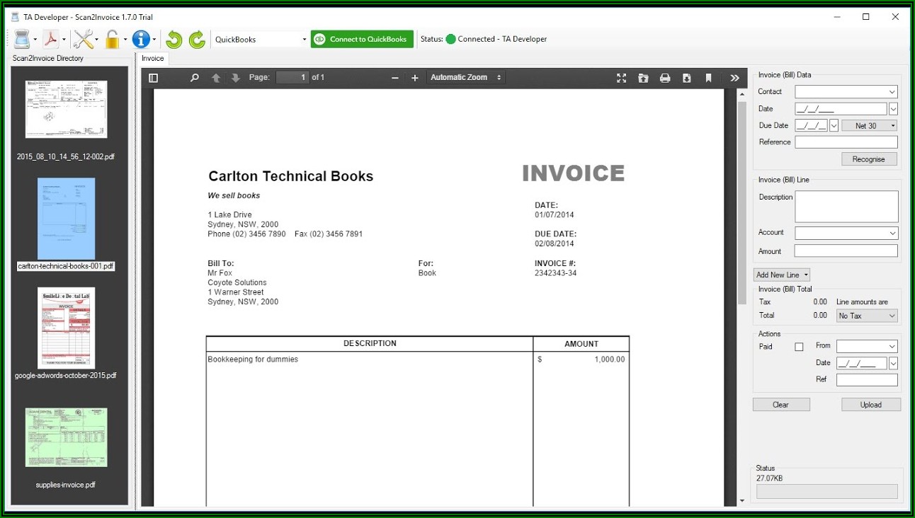 Scan Invoices Into Sage 50 Canada