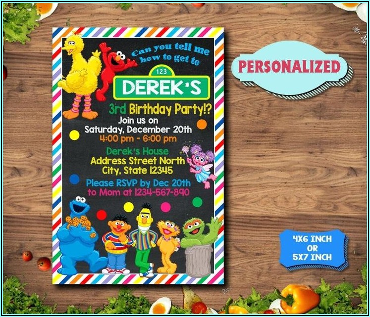 Sesame St Birthday Invitations