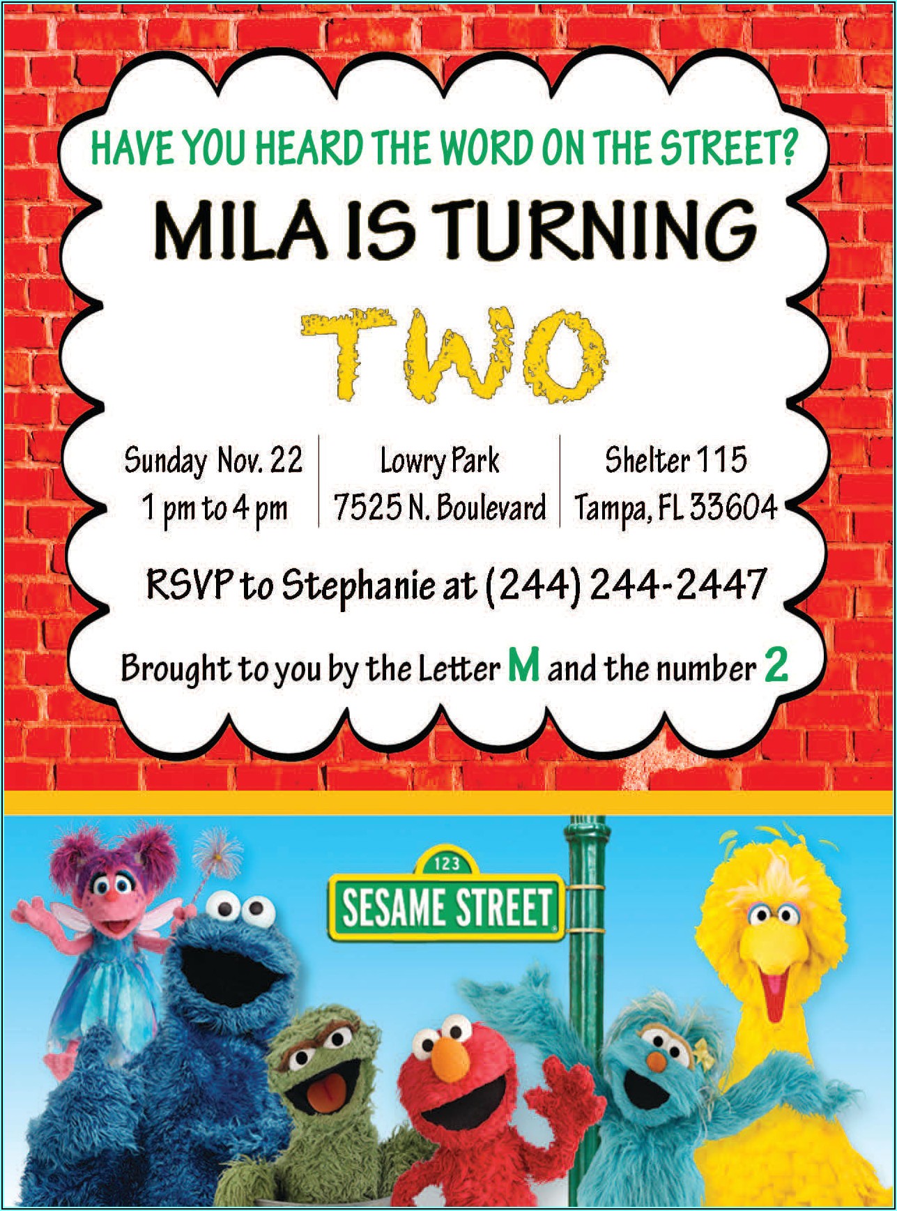 Sesame Street Birthday Invitation
