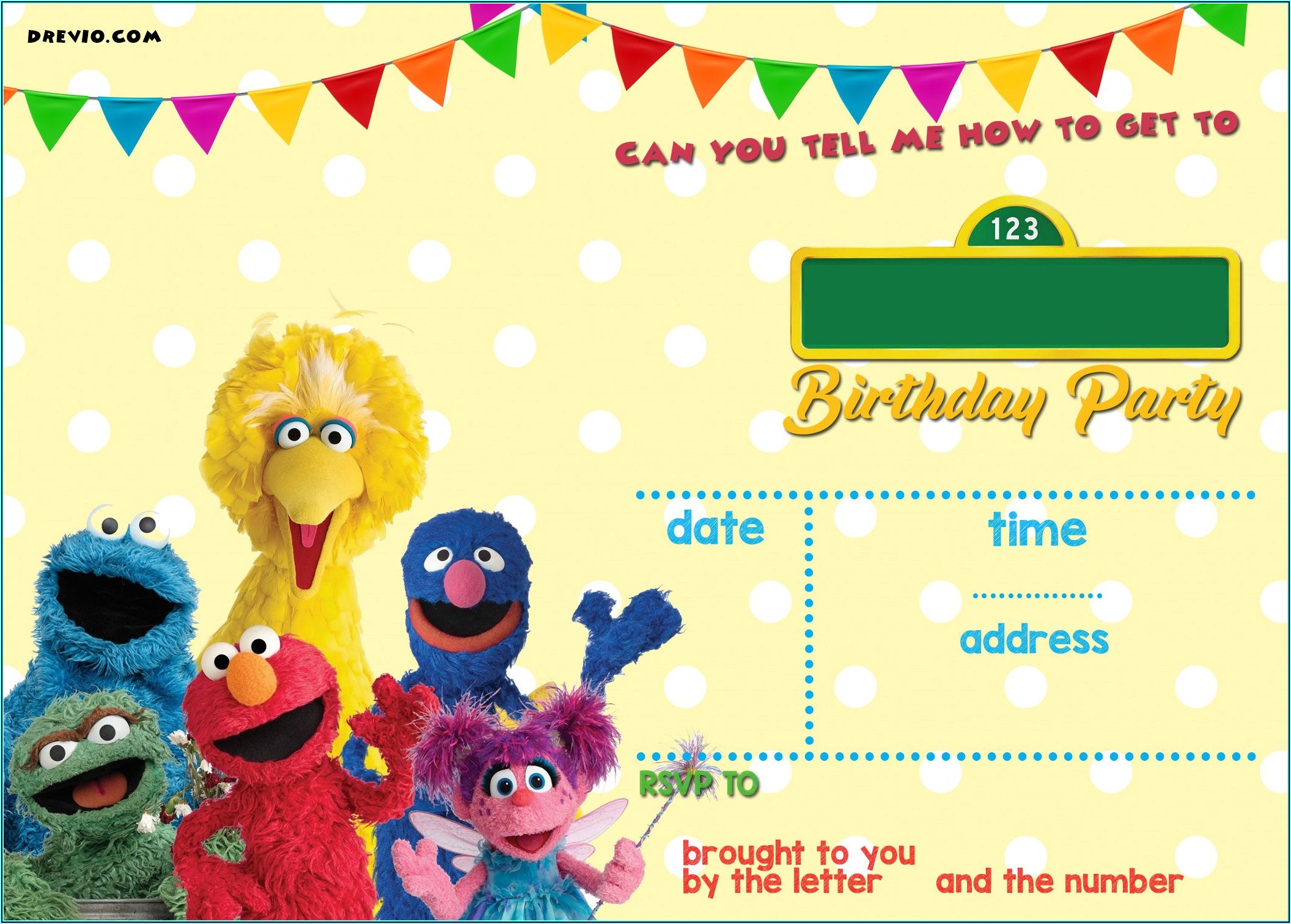 Sesame Street Custom Invitations 1st Birthday