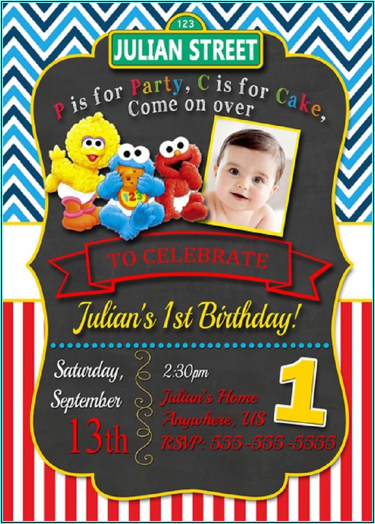 Sesame Street Invitations 1st Birthday