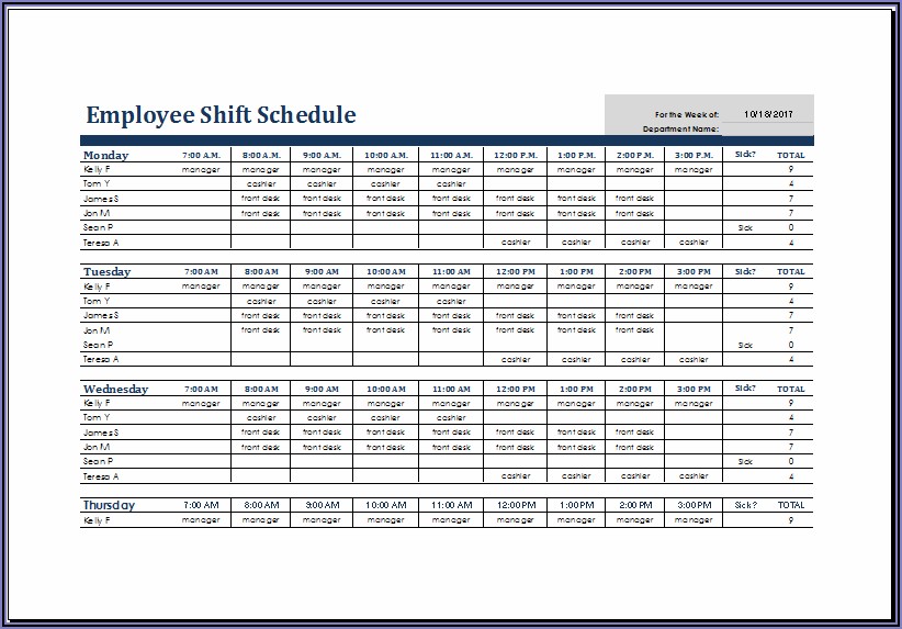 Shift Schedule Excel Template