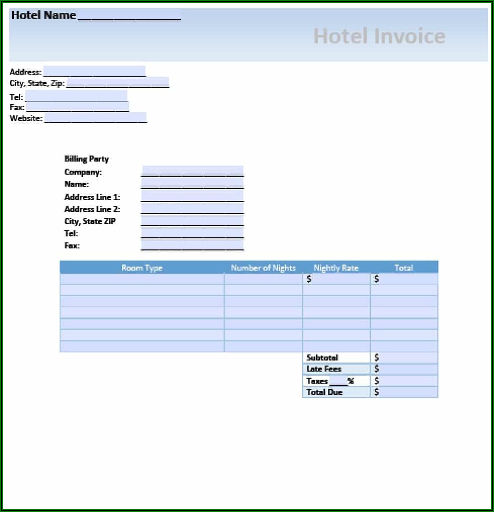 Word Document Hotel Bill Format