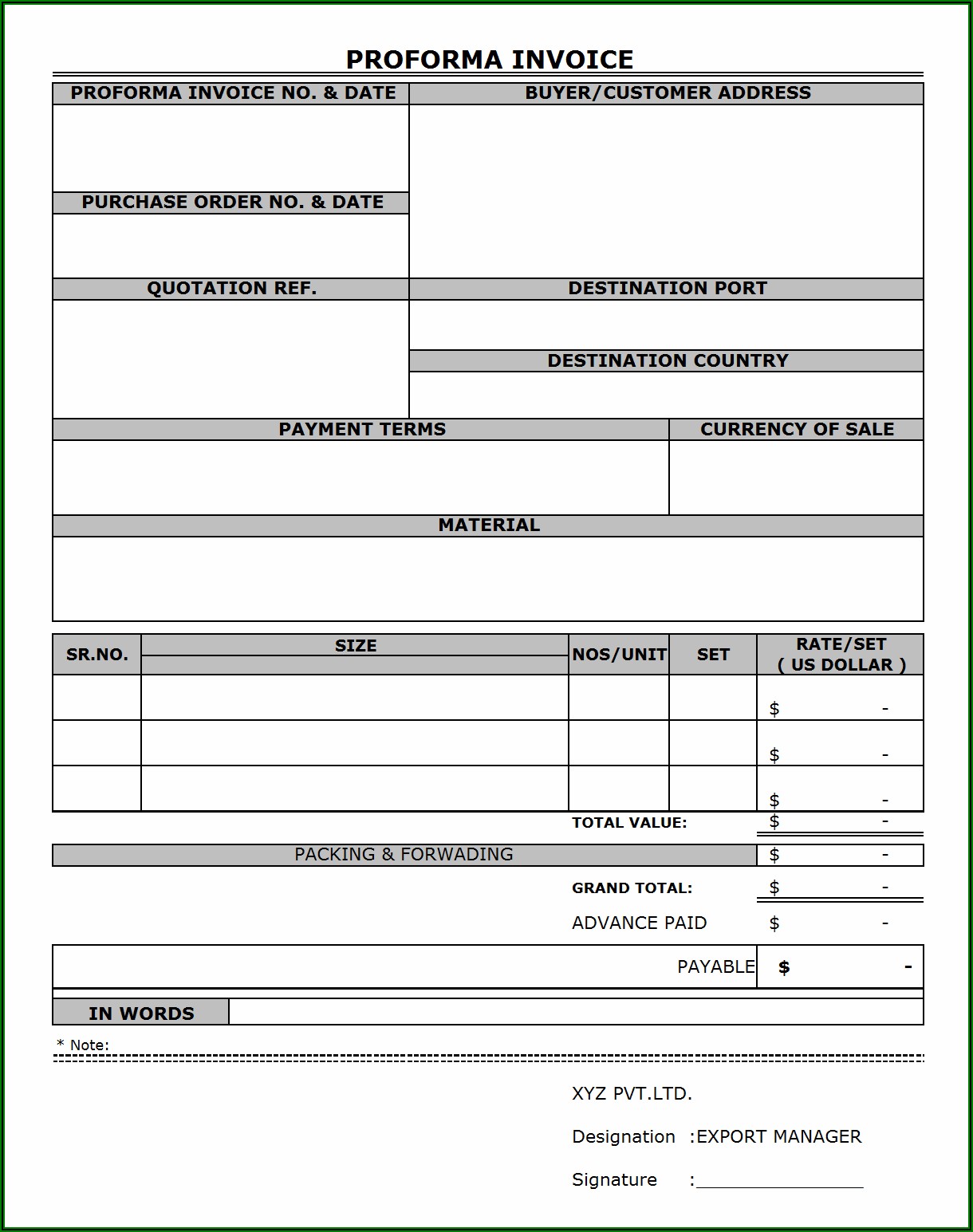Word Document Invoice Format