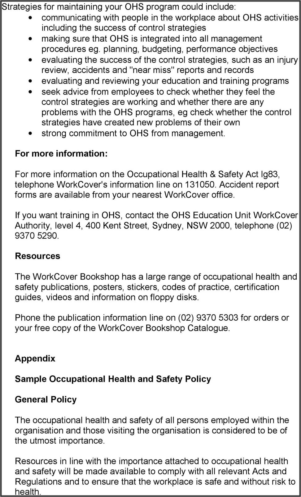 Work Health And Safety Manual Template Nsw