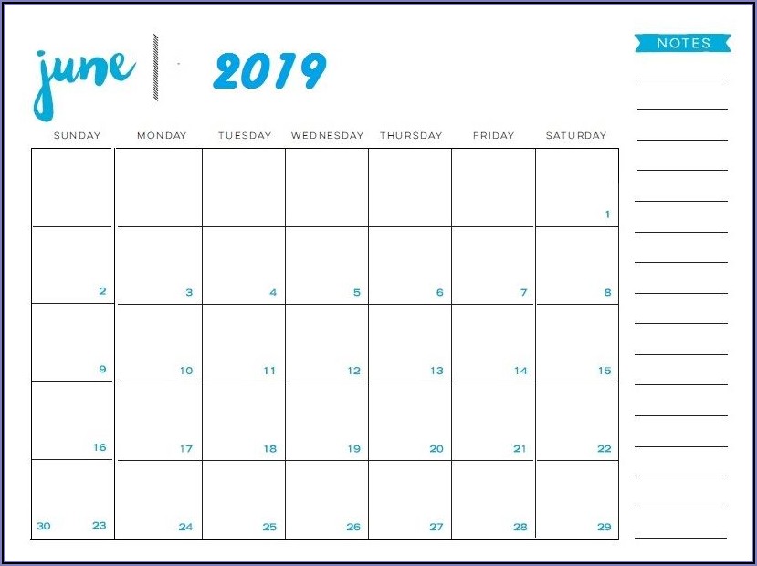 Work Plan Calendar Template 2019