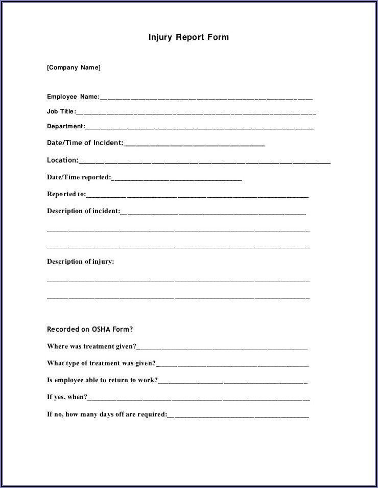 Work Related Accident Report Template